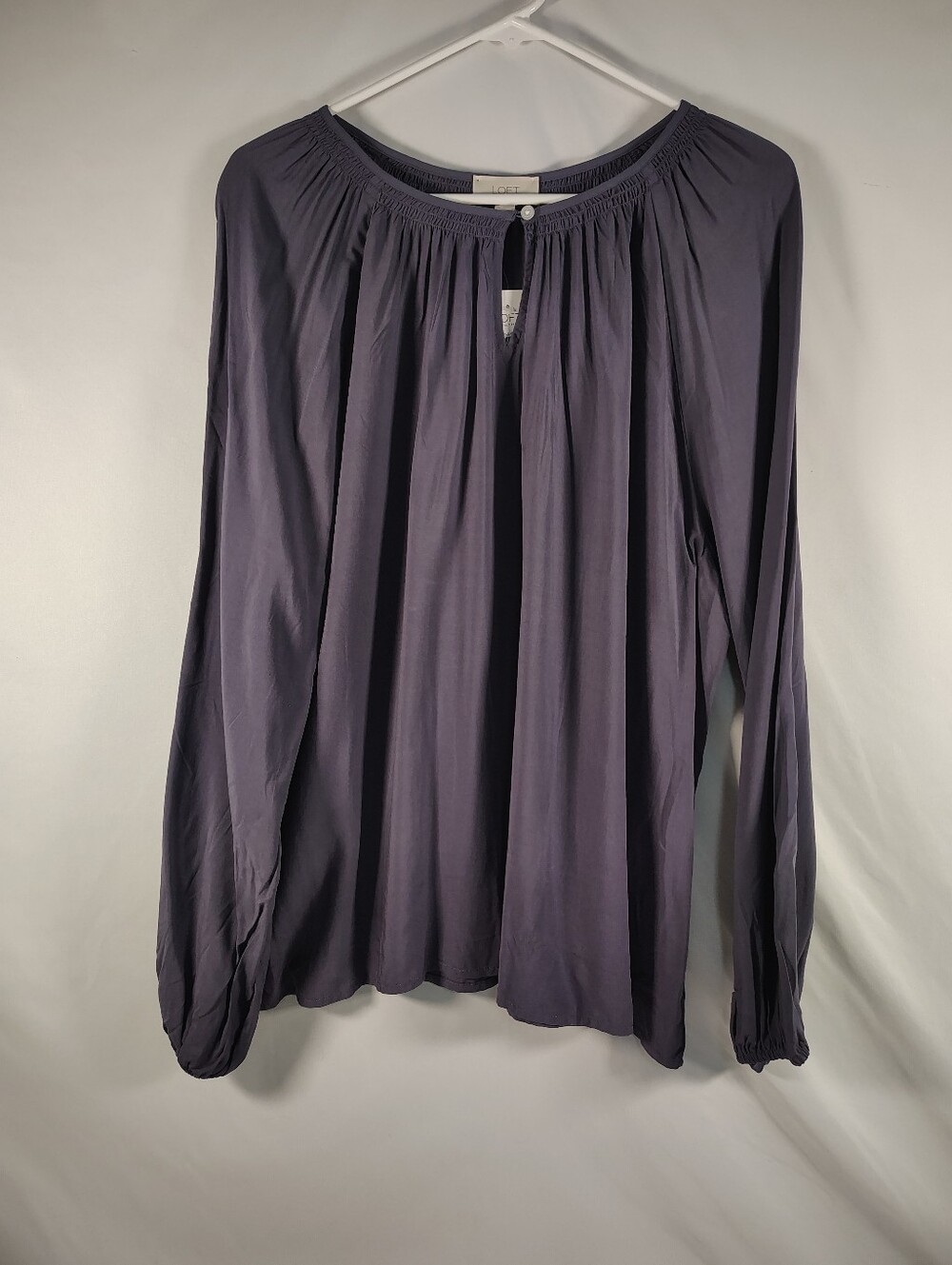 LOFT Dark Purple Long Sleeve Peasant Blouse. Women's XL